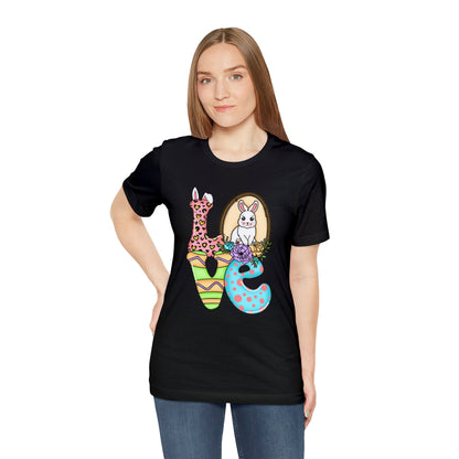 Easter Bunny Love Block Unisex Jersey Short Sleeve Tee - Variety of colors available