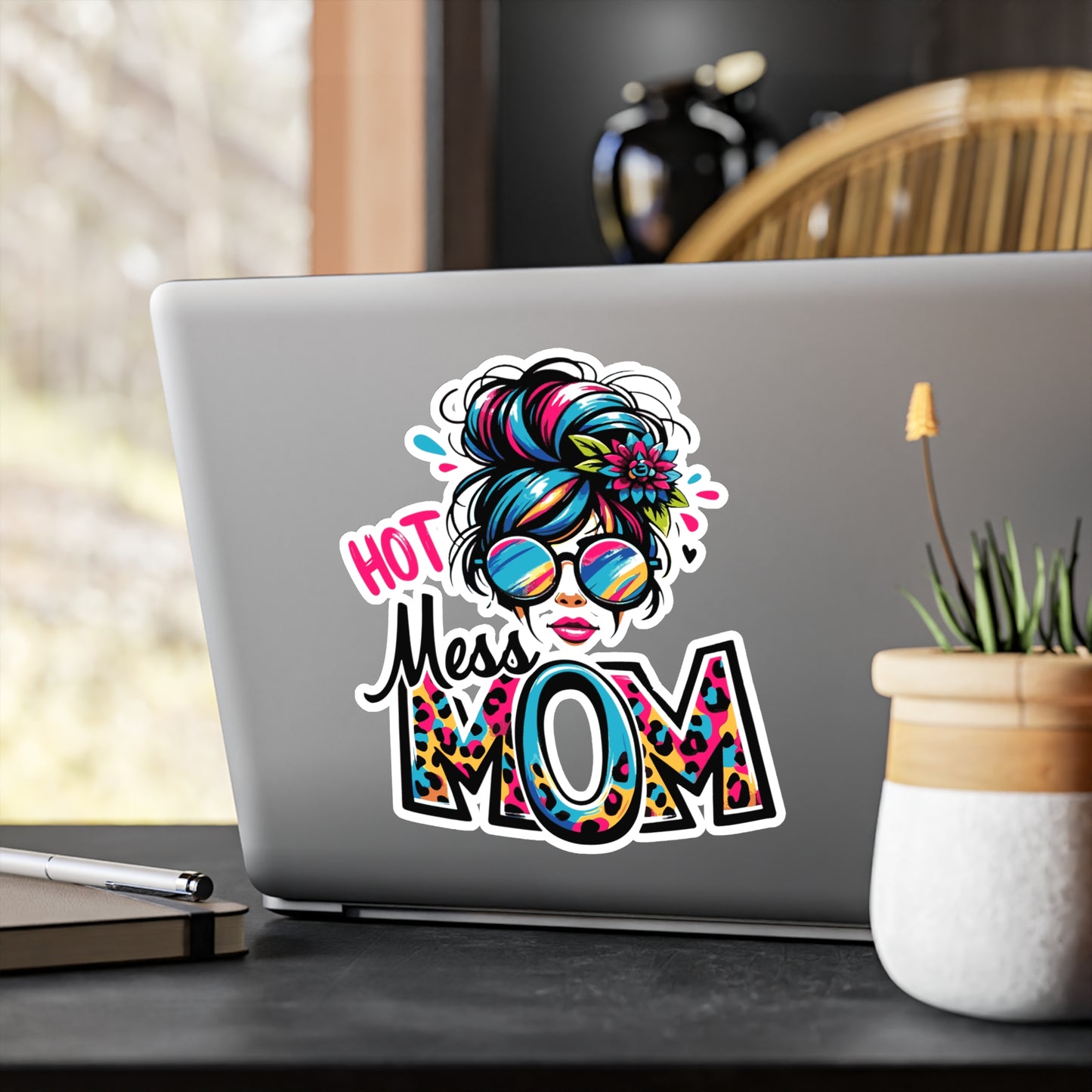 Hot Mess Mon Messy Bun Kiss-Cut Vinyl Decal