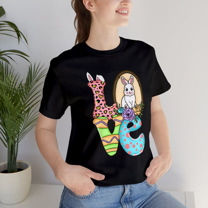 Easter Bunny Love Block Unisex Jersey Short Sleeve Tee - Variety of colors available