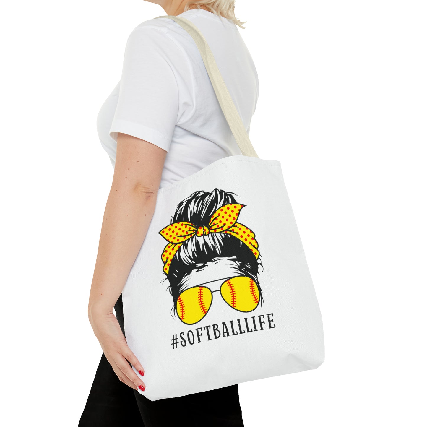 #SoftballLife Messy Bun Tote Bag (AOP)