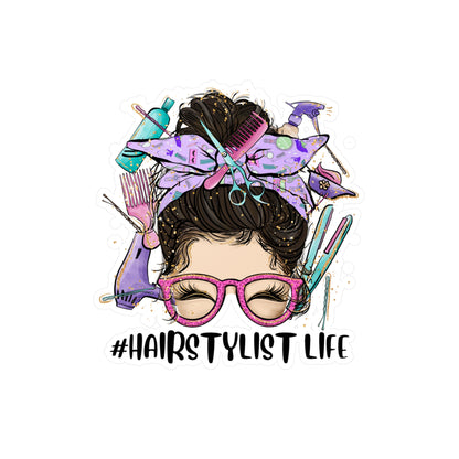 #HairStylistLife Messy Bun Kiss-Cut Vinyl Decal