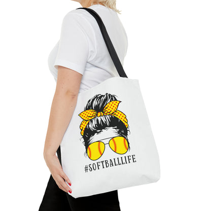 #SoftballLife Messy Bun Tote Bag (AOP)