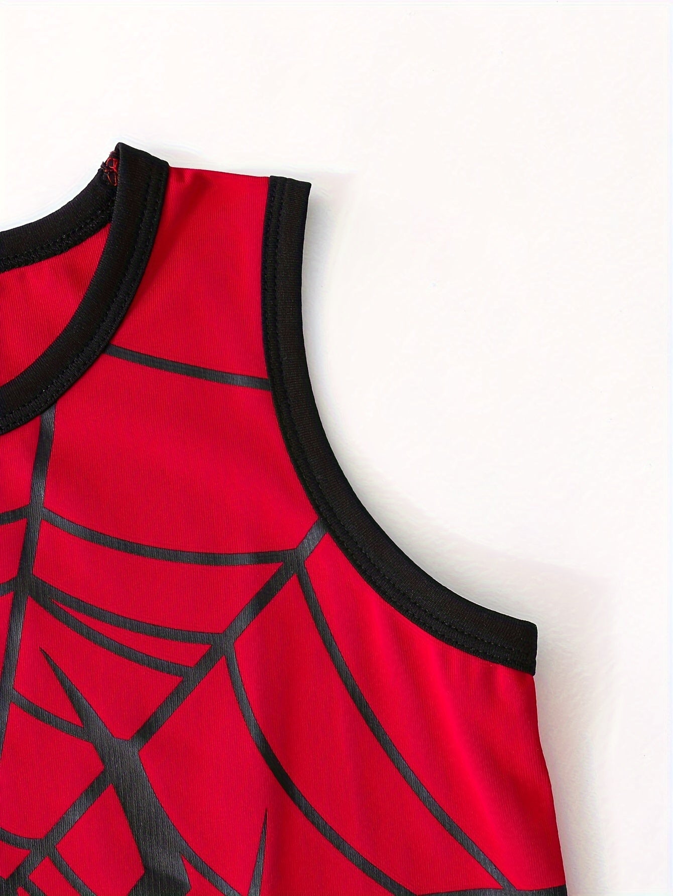 2pcs Boys Spider Web Print Comfortable Versatile Sleeveless Tank Top & Shorts Set, Cool, Lightweight And Comfy Summer Clothes