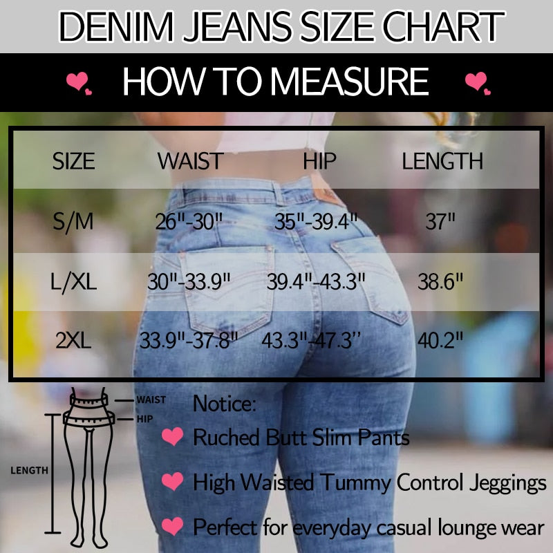 Women Jeggings - Faux Denim Jeans - Slim Leggings High Waisted