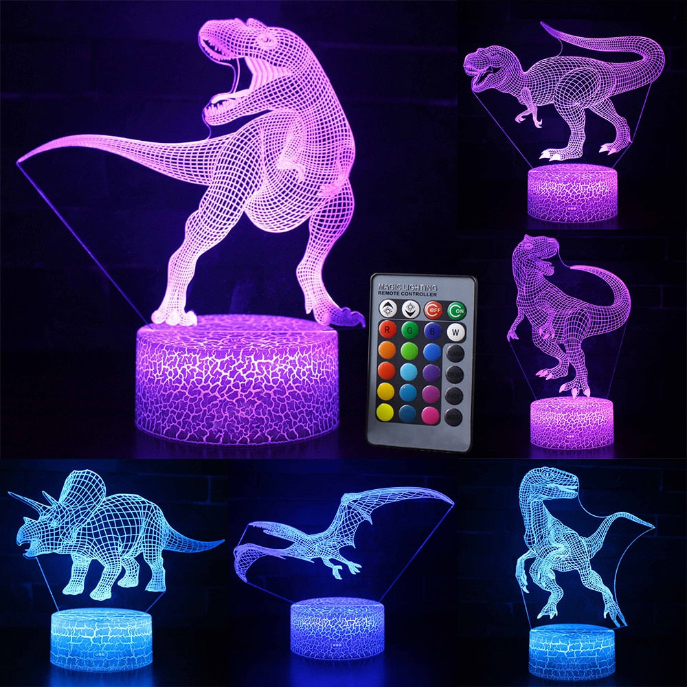 3D LED Night Light Lamp Dinosaur Series - 16Color 3D Night light with Remote Control