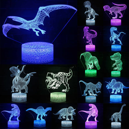 3D LED Night Light Lamp Dinosaur Series - 16Color 3D Night light with Remote Control