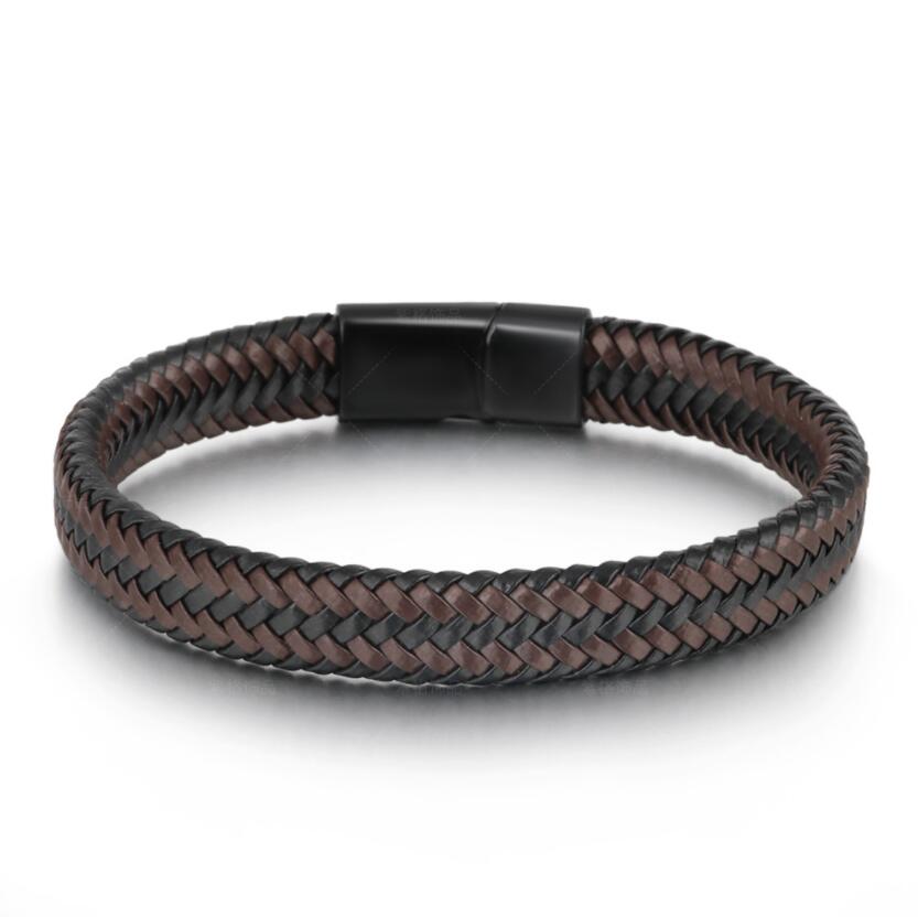 Simple Style Leather Bracelet - Black High Quality Metal