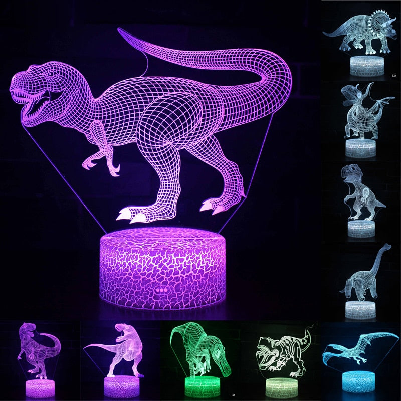 3D LED Night Light Lamp Dinosaur Series - 16Color 3D Night light with Remote Control