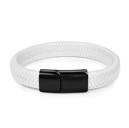 Simple Style Leather Bracelet - Black High Quality Metal