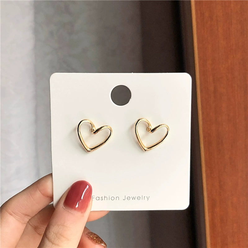 Hollow Cute Heart Shape Design Sense Internet Celebrity Silver Needle Earrings - Valentine's Day