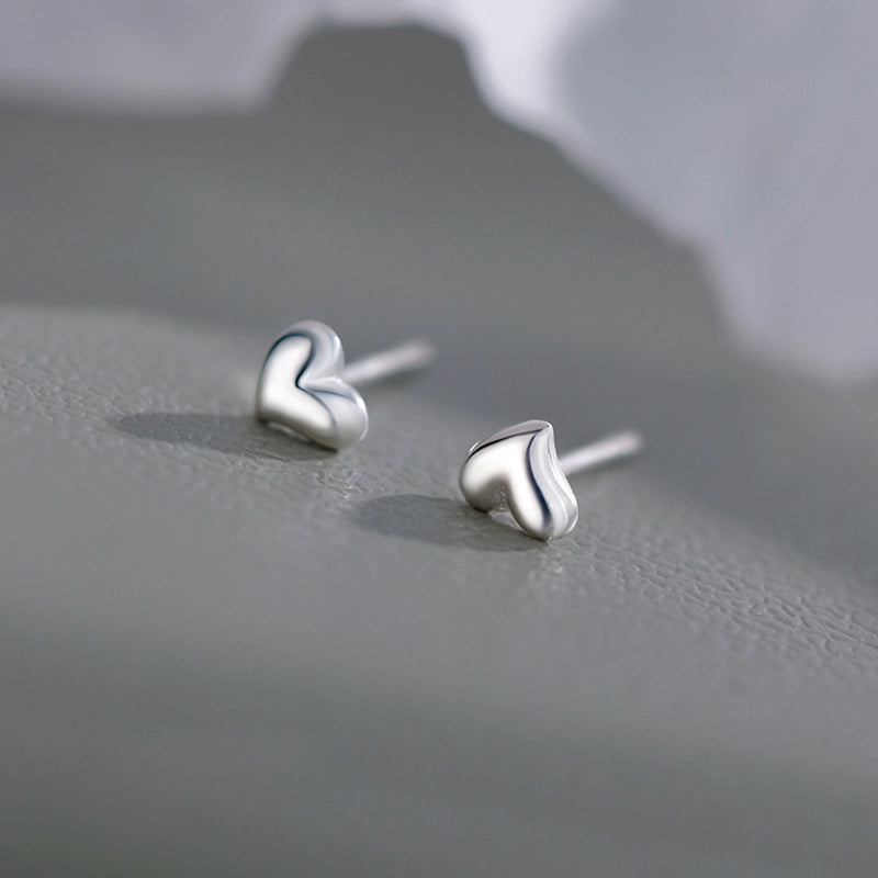 Exquisite Small Silver Love Heart Stud Earrings - Valentine's Day