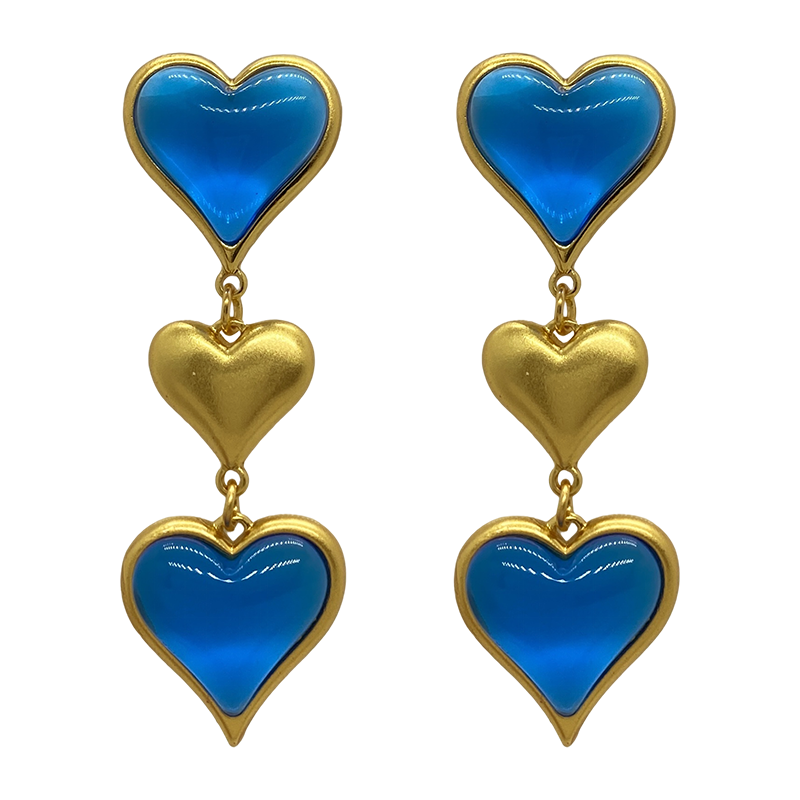 Luxury Unique Sense of Atmosphere Blue Loving Heart Earrings - Valentine's Day