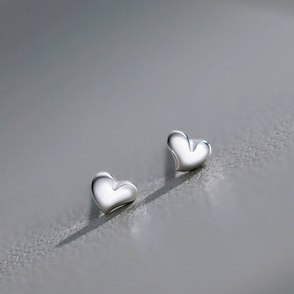 Exquisite Small Silver Love Heart Stud Earrings - Valentine's Day