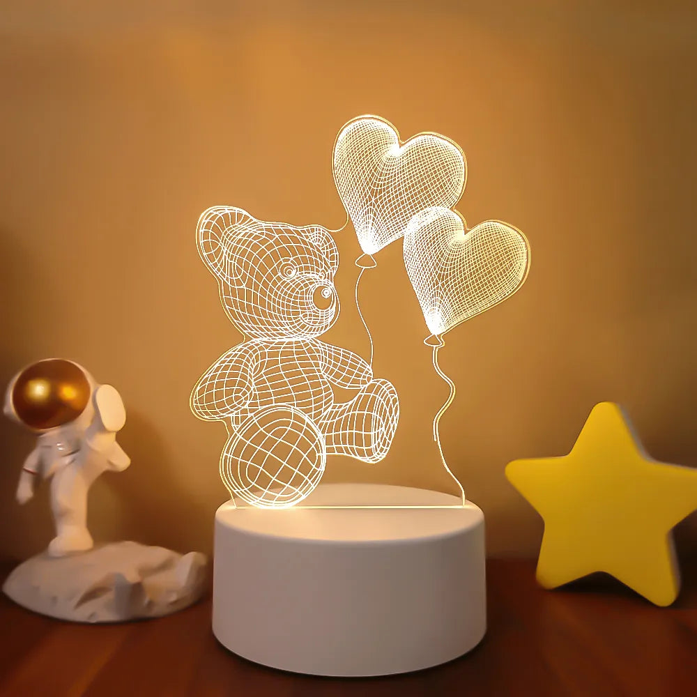 Romantic - Love 3D Lamp - Heart-shaped Balloon - LED Decorative Table Lamp - Valentine's Day