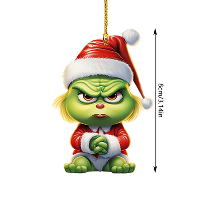 Baby Grinch Christmas Ornaments Acrylic Pendant, 8cm - Christmas Decorations