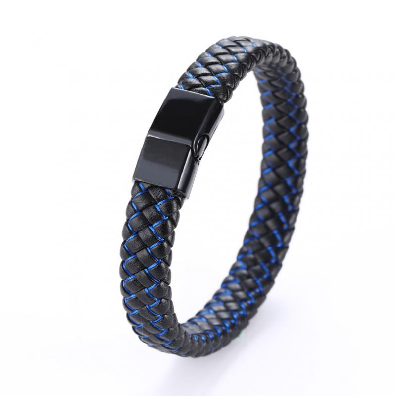 Simple Style Leather Bracelet - Black High Quality Metal