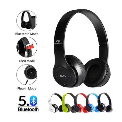 Brand New P47 Head Mounted Wireless Bluetooth Headphones with Foldable Earphone