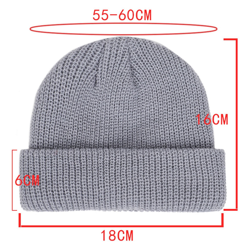 Winter Wool Knitted Skull Cap - Beanie