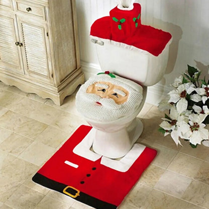 Christmas Toilet Seat Covers - Santa Claus Bathroom Mat - Christmas Decorations