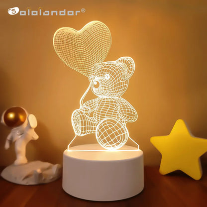 Romantic - Love 3D Lamp - Heart-shaped Balloon - LED Decorative Table Lamp - Valentine's Day