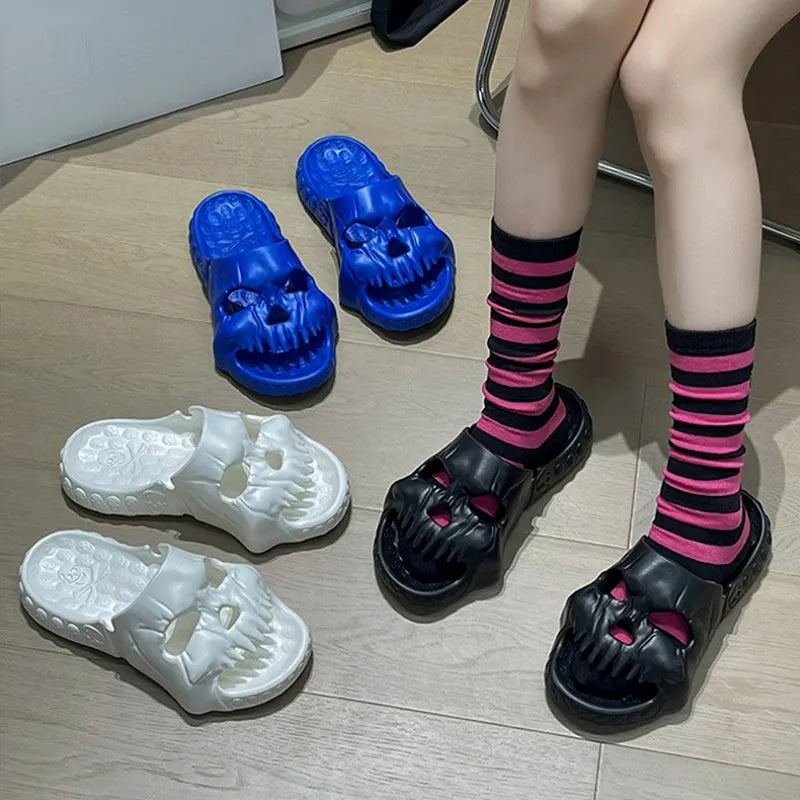 Skull Slippers/Slides/Sandals/Flip Flops - Summer Beach Shoes