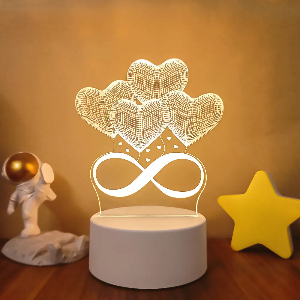 Romantic - Love 3D Lamp - Heart-shaped Balloon - LED Decorative Table Lamp - Valentine's Day