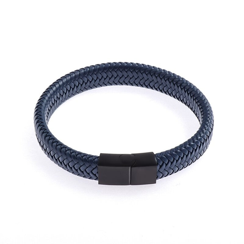 Simple Style Leather Bracelet - Black High Quality Metal