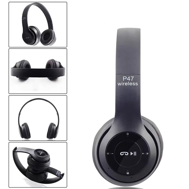 Brand New P47 Head Mounted Wireless Bluetooth Headphones with Foldable Earphone