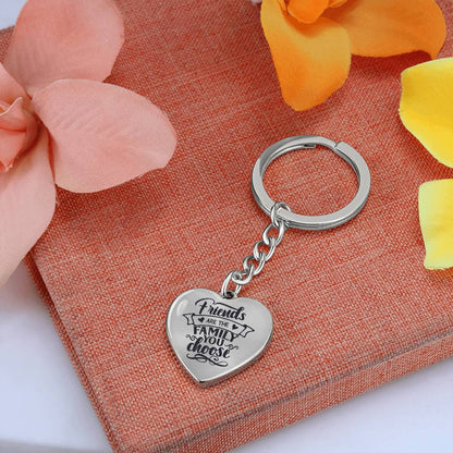 Friends are the Family You Choose Graphic Heart with Curb Keychain Attachment