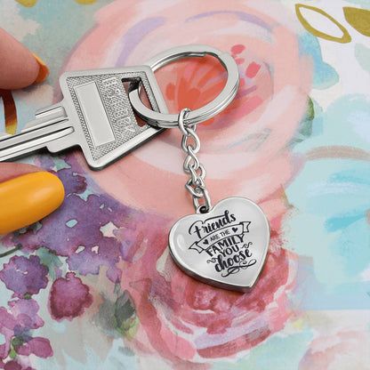 Friends are the Family You Choose Graphic Heart with Curb Keychain Attachment