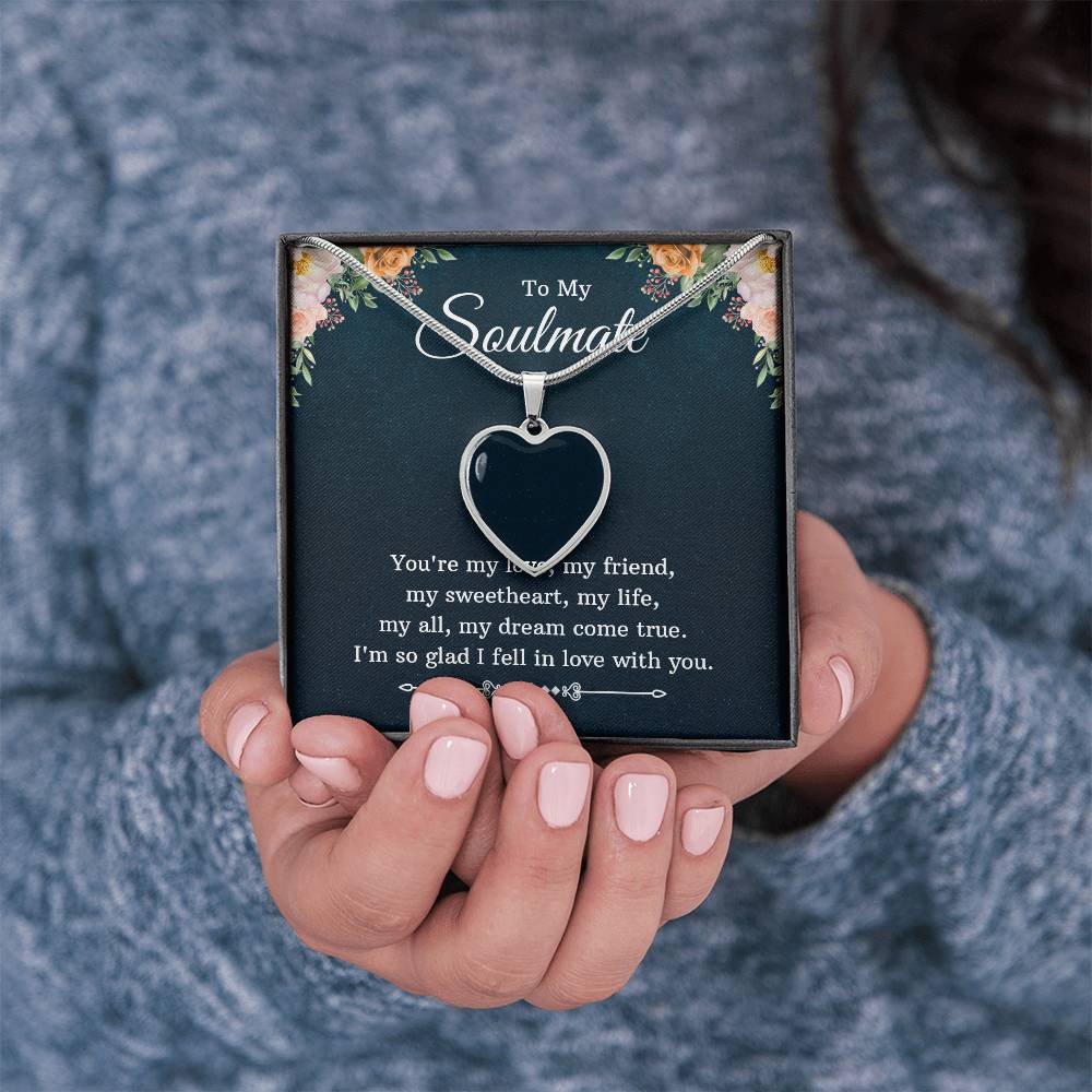 To My Soulmate Personalized Necklace with Heart Charm & Message Card - Upload YOUR OWN Picture for the Charm!