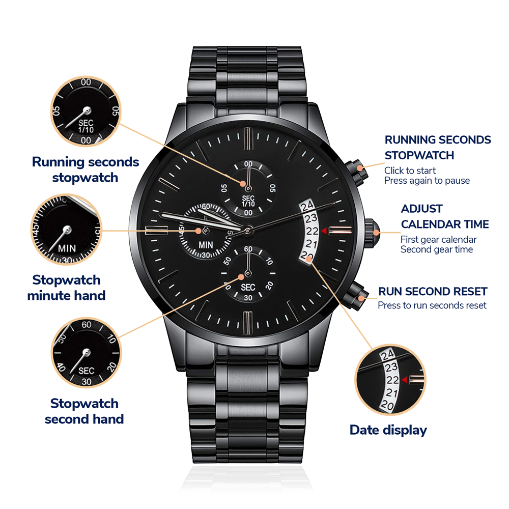 Customizable Black Chronograph Watch