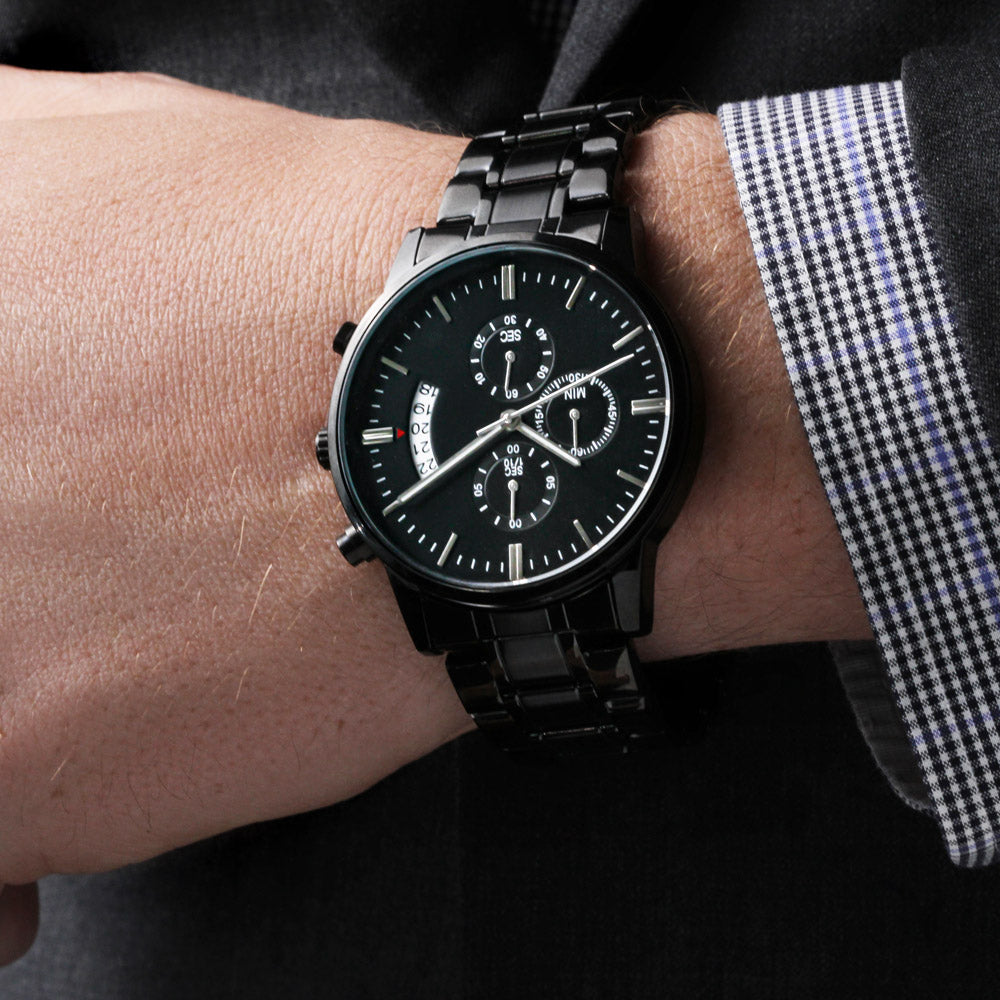 Customizable Black Chronograph Watch