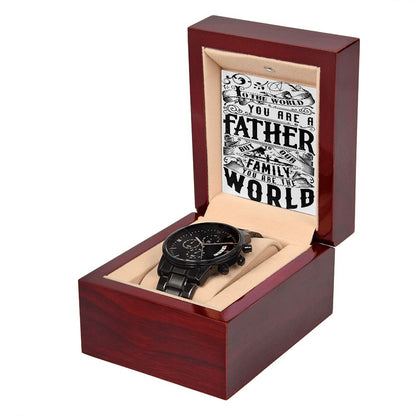 Father's Day Black Chronograph Watch with Special Message