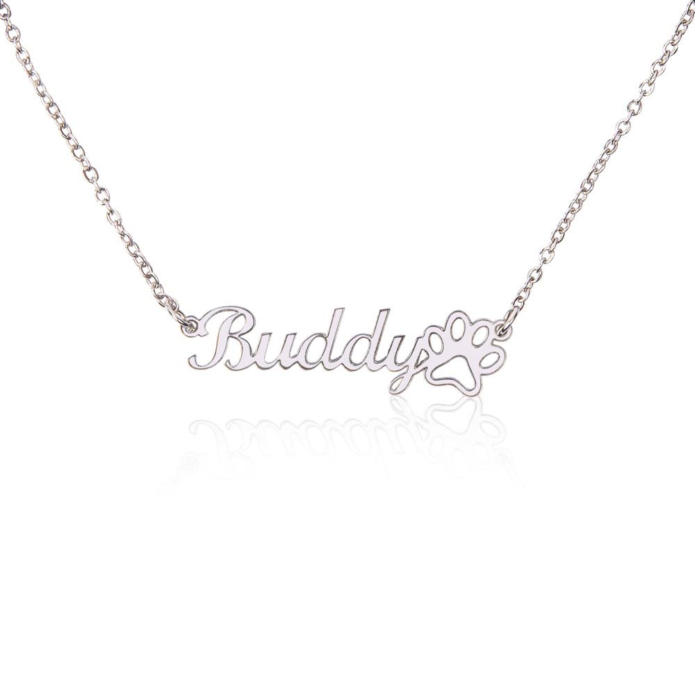 Name Necklace + Paw Print for Dog Moms & Dads