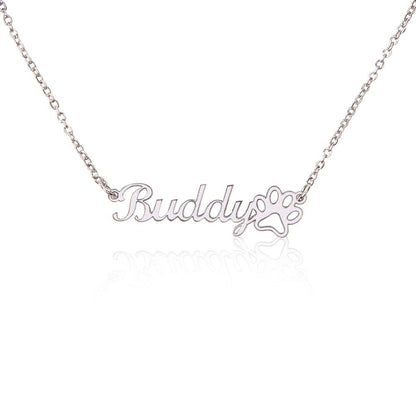 Name Necklace + Paw Print for Dog Moms & Dads