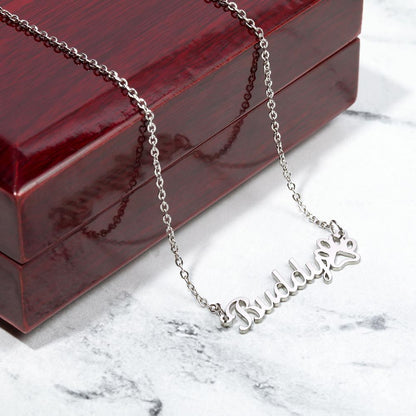 Name Necklace + Paw Print for Dog Moms & Dads