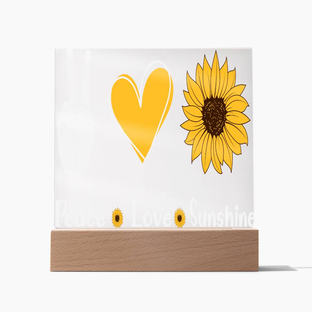 Peace Love & Sunshine Sunflower - Acrylic Square Plaque