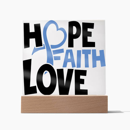 Hope Faith & Love - Inspirational - Acrylic Square Plaque