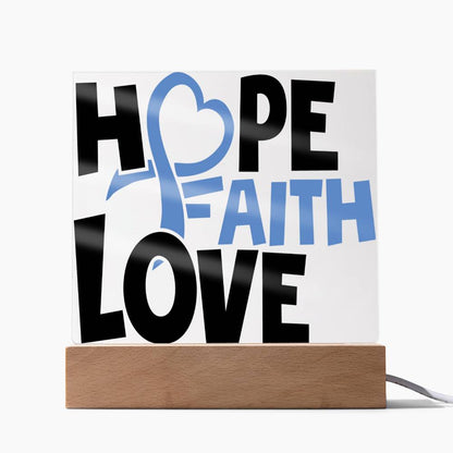 Hope Faith & Love - Inspirational - Acrylic Square Plaque