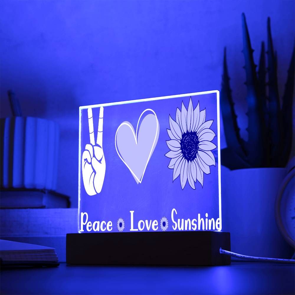 Peace Love & Sunshine Sunflower - Acrylic Square Plaque