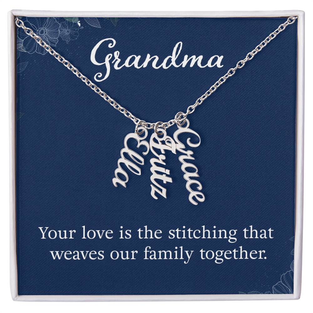 Multi Vertical Name Necklace - Add up to 4 of the Grandchildren to this Necklace for Grandma!