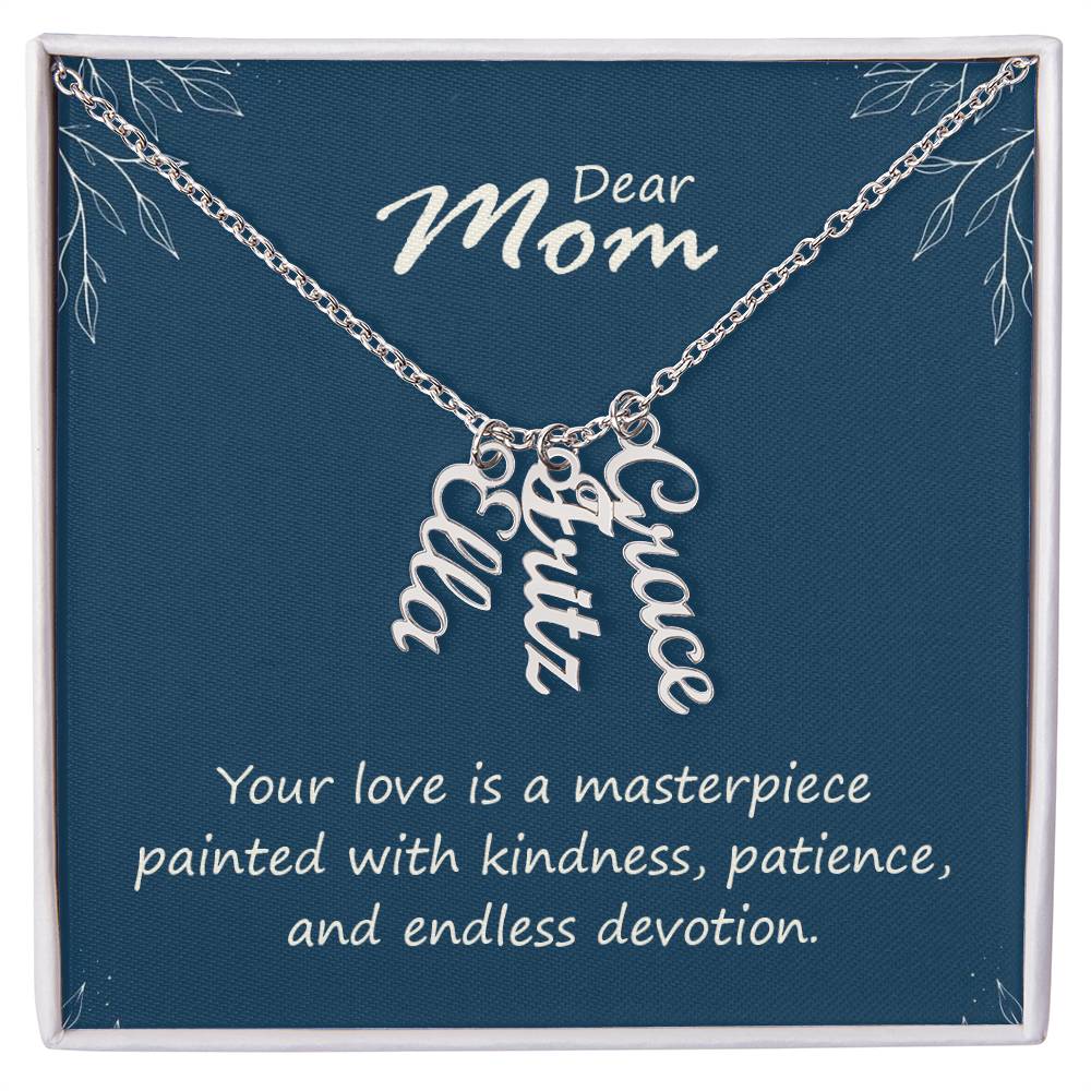 Multi Vertical Name Necklace - Add up to 4 Children for Mom!