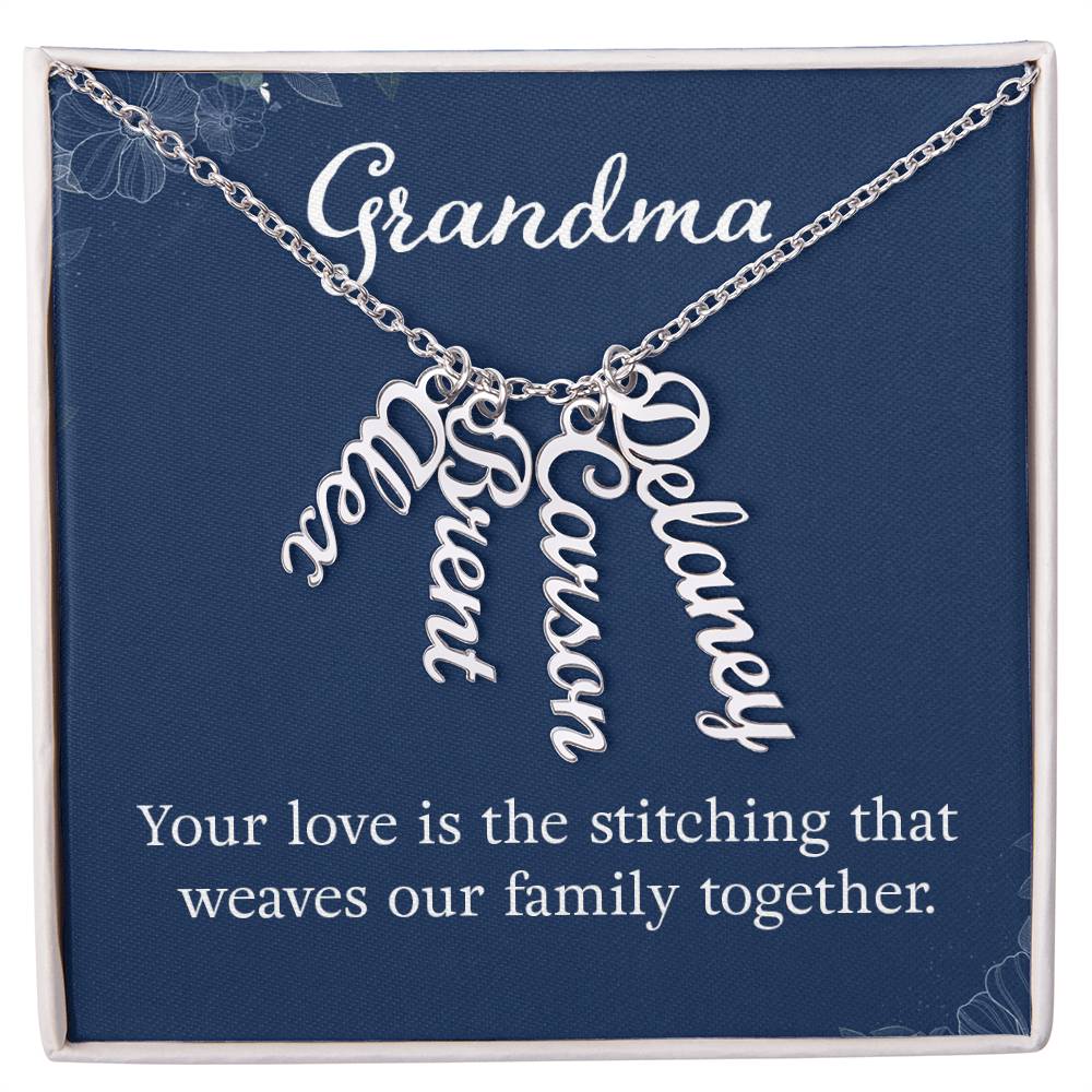 Multi Vertical Name Necklace - Add up to 4 of the Grandchildren to this Necklace for Grandma!