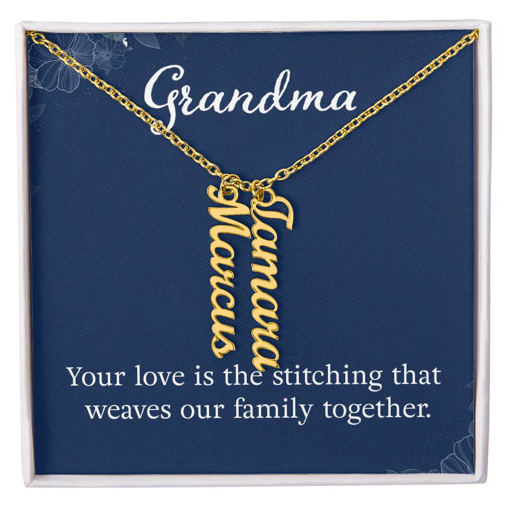 Multi Vertical Name Necklace - Add up to 4 of the Grandchildren to this Necklace for Grandma!