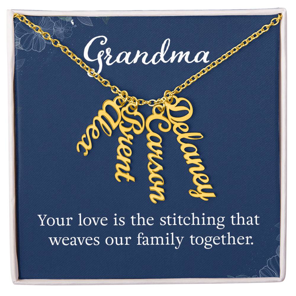 Multi Vertical Name Necklace - Add up to 4 of the Grandchildren to this Necklace for Grandma!