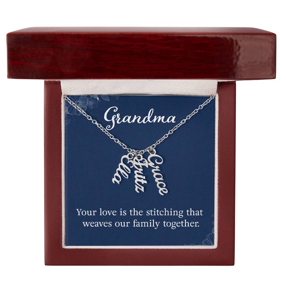 Multi Vertical Name Necklace - Add up to 4 of the Grandchildren to this Necklace for Grandma!