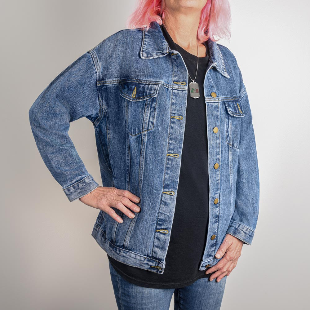 Be the Reason Someone Smiles Today with Sunflower - Oversized Denim Jacket