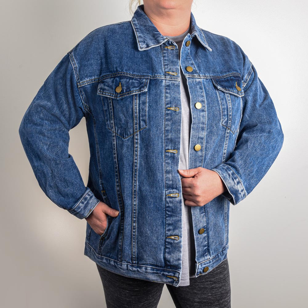 Be the Reason Someone Smiles Today with Sunflower - Oversized Denim Jacket