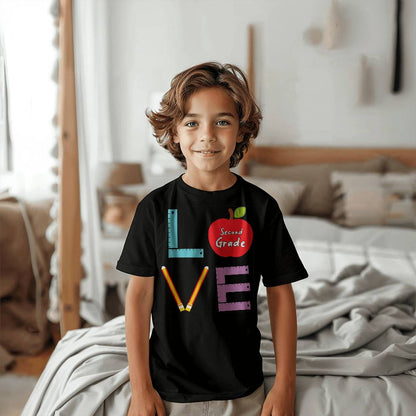 Youth Second Grade Love Block School Shirt